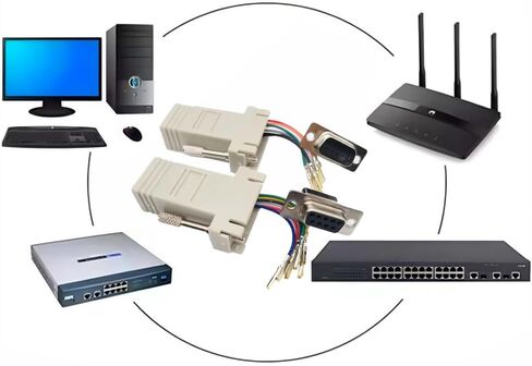 10 قطعة DB9 ذكر إلى RJ45 إيثرنت LAN تمديد محول محول وحدات in Kuwait
