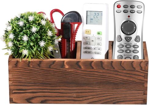Wooden Remote Control Holder,Caddy,Organizer,Desktop Storage with 3 Compartments,Multiuse for Store TV Remotes,Game Console,Phones,Pens,Pencils,Office Supplies in Saudi Arabia