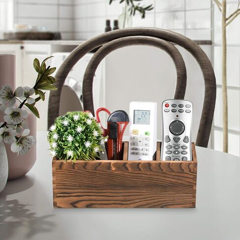Wooden Remote Control Holder,Caddy,Organizer,Desktop Storage with 3 Compartments,Multiuse for Store TV Remotes,Game Console,Phones,Pens,Pencils,Office Supplies in Saudi Arabia