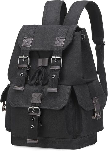 Vintage Canvas Backpack for Men Women, Durable Casual Daypack, Large Capacity Travel Rucksack Fits for Hiking and Daily Use (Coffee) in Kuwait