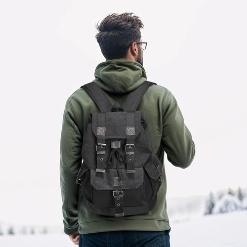Vintage Canvas Backpack for Men Women, Durable Casual Daypack, Large Capacity Travel Rucksack Fits for Hiking and Daily Use (Coffee) in Kuwait