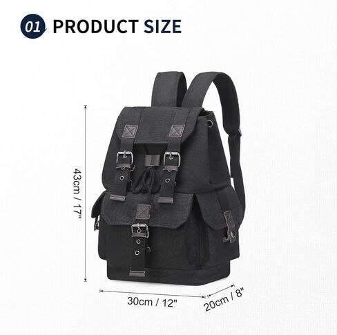 Vintage Canvas Backpack for Men Women, Durable Casual Daypack, Large Capacity Travel Rucksack Fits for Hiking and Daily Use (Coffee) in Kuwait