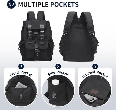 Vintage Canvas Backpack for Men Women, Durable Casual Daypack, Large Capacity Travel Rucksack Fits for Hiking and Daily Use (Coffee) in Kuwait