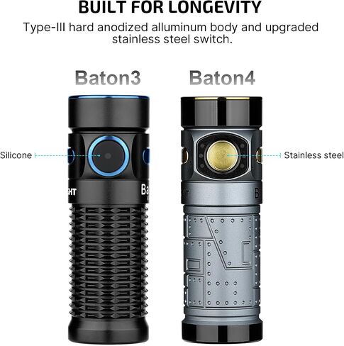OLIGHT Baton4 Rechargeable EDC Flashlight, Bright Small Light Black in Kuwait