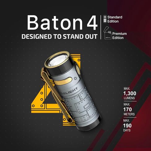 OLIGHT Baton4 Rechargeable EDC Flashlight, Bright Small Light Black in Kuwait