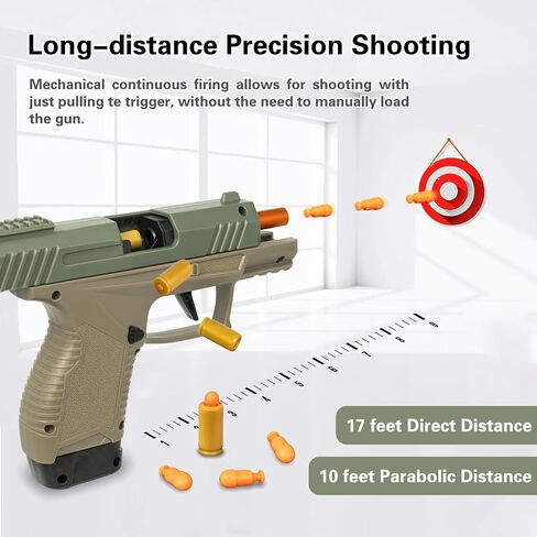 Soft Bullet Toys Gun for Boys, Empty Shell Ejecting Toy Gun, Toy Foam Blaster with Scope, Toy Pistol for Kids Boys Girls Age 8+ (Black) in Saudi Arabia