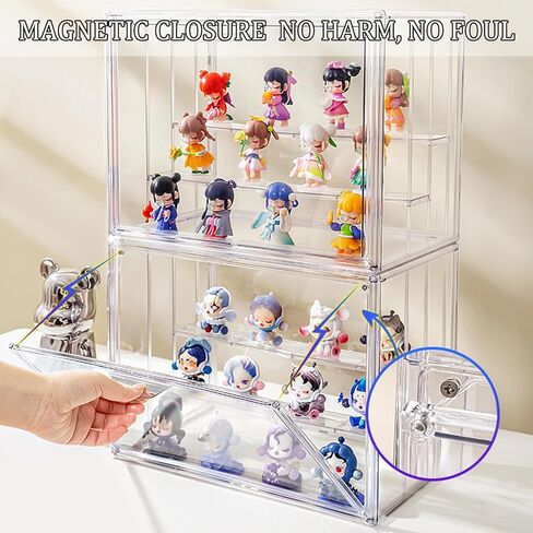 صندوق عرض شفاف صندوق أكريليك لصندوق تخزين الدمى مناسب للمقتنيات شخصيات الحركة مكعبات بناء صغيرة مع باب مقاوم للغبار والرطوبة هدية للأطفال والكبار in Kuwait