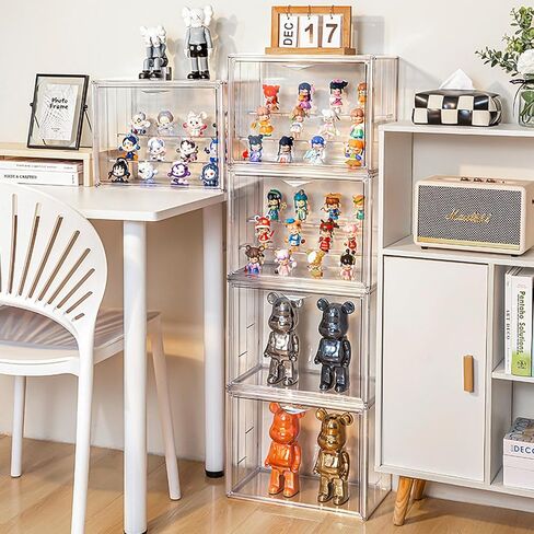 صندوق عرض شفاف صندوق أكريليك لصندوق تخزين الدمى مناسب للمقتنيات شخصيات الحركة مكعبات بناء صغيرة مع باب مقاوم للغبار والرطوبة هدية للأطفال والكبار in Kuwait