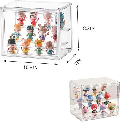 صندوق عرض شفاف صندوق أكريليك لصندوق تخزين الدمى مناسب للمقتنيات شخصيات الحركة مكعبات بناء صغيرة مع باب مقاوم للغبار والرطوبة هدية للأطفال والكبار in Kuwait