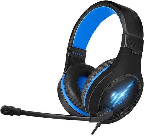 C100 Stereo PC Gaming Headset with Noise Isolaing Mic,Blue LED Light,Over Ears Soft Menory Earmuffs with in- Line Volume Control for Xbox One,PS4,PS5,Mac,PC,Laptop (Blue) in Saudi Arabia