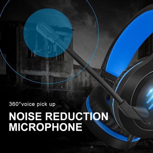 C100 Stereo PC Gaming Headset with Noise Isolaing Mic,Blue LED Light,Over Ears Soft Menory Earmuffs with in- Line Volume Control for Xbox One,PS4,PS5,Mac,PC,Laptop (Blue) in Saudi Arabia