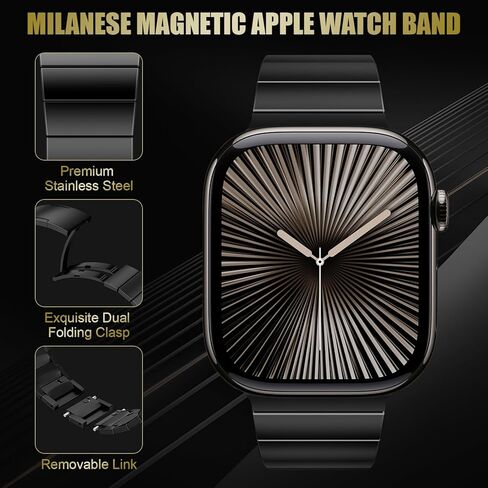 Metal Bands Compatible with Apple Watch Ultra 2 Bands 49mm 46mm 45mm 44mm 42mm 41mm 40mm 38mm iWatch Bands for Men Women,Business Stainless Steel Strap for Apple Watch Series 10 9 8 7 6 5 4 3 SE/2 in Kuwait