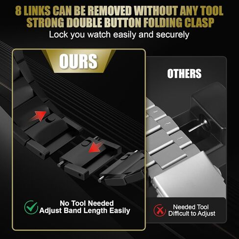 Metal Bands Compatible with Apple Watch Ultra 2 Bands 49mm 46mm 45mm 44mm 42mm 41mm 40mm 38mm iWatch Bands for Men Women,Business Stainless Steel Strap for Apple Watch Series 10 9 8 7 6 5 4 3 SE/2 in Kuwait