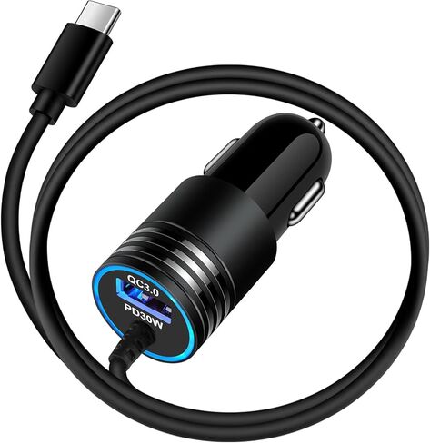48W Super Fast Car Charger USB C for Samsung Galaxy S24 FE Ultra A16 5G A15 A14 A35 A55 S23 S22 S21, iPhone 16 Pro Max/16/15 Pro/Plus, Android Phone Type C Car Charger Adapter with USB C Coiled Cable in Kuwait