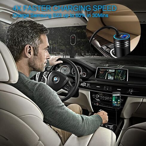 48W Super Fast Car Charger USB C for Samsung Galaxy S24 FE Ultra A16 5G A15 A14 A35 A55 S23 S22 S21, iPhone 16 Pro Max/16/15 Pro/Plus, Android Phone Type C Car Charger Adapter with USB C Coiled Cable in Kuwait