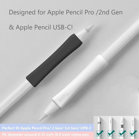 Grip Designed for Apple Pencil Pro/ 2nd Generation/USB-C Support Magnetic Charging, 2 PCS Cover Accessories Compatible with iPad iPencil Stylus Pen(Black,White) in Saudi Arabia