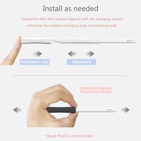 Grip Designed for Apple Pencil Pro/ 2nd Generation/USB-C Support Magnetic Charging, 2 PCS Cover Accessories Compatible with iPad iPencil Stylus Pen(Black,White) in Saudi Arabia