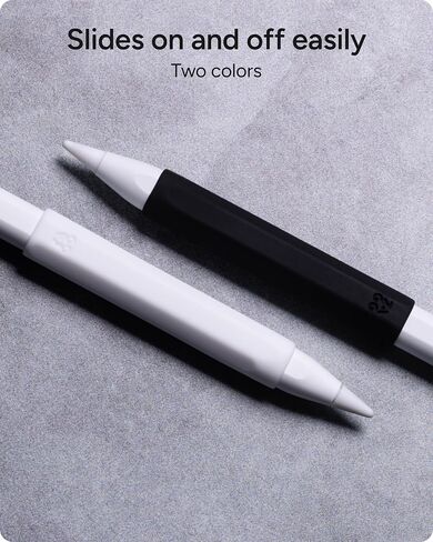 ZAGG 2-Pack Silicone Grips for Apple Pencil (1st Gen, 2nd Gen, USB-C) & ZAGG Pro Stylus(2 & 1) – Ergonomic Comfort, Anti-Roll, Round with three flat surfaces Design for Writing & Drawing, Black, White in Kuwait