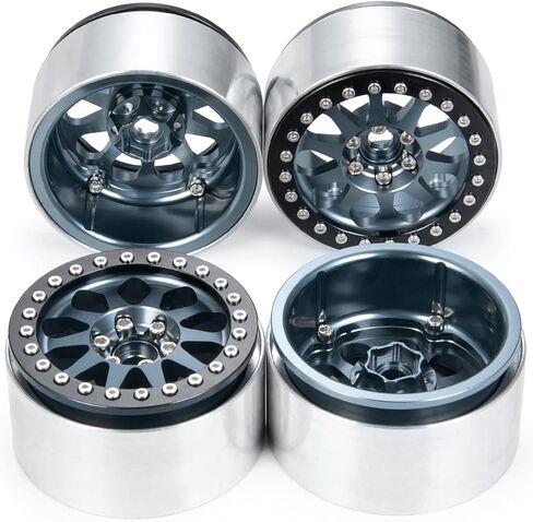 Maleonn 4PCS 2.2 Beadlock Wheels Rims 35mm RC Aluminum Alloy Wheel Hubs Set for 1/10 Scale SCX10 D90 Wraith 90048 90018 RR10 RC Crawler Car Accessories Upgrades, Matte Black in Saudi Arabia
