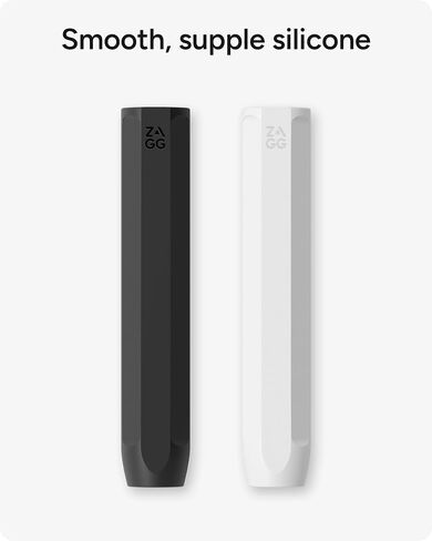 ZAGG 2-Pack Silicone Grips for Apple Pencil (1st Gen, 2nd Gen, USB-C) & ZAGG Pro Stylus(2 & 1) – Ergonomic Comfort, Anti-Roll, Round with three flat surfaces Design for Writing & Drawing, Black, White in Kuwait