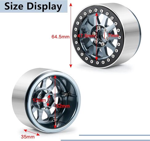 Maleonn 4PCS 2.2 Beadlock Wheels Rims 35mm RC Aluminum Alloy Wheel Hubs Set for 1/10 Scale SCX10 D90 Wraith 90048 90018 RR10 RC Crawler Car Accessories Upgrades, Matte Black in Saudi Arabia