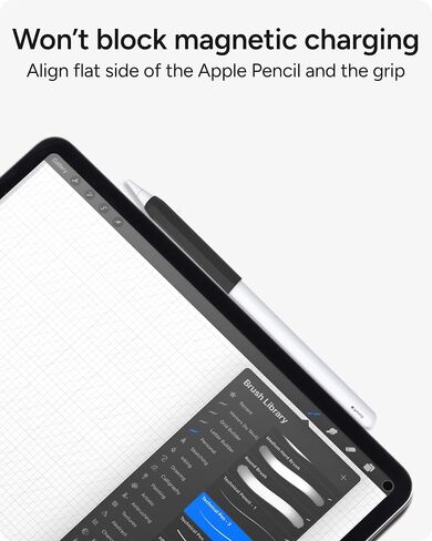 ZAGG 2-Pack Silicone Grips for Apple Pencil (1st Gen, 2nd Gen, USB-C) & ZAGG Pro Stylus(2 & 1) – Ergonomic Comfort, Anti-Roll, Round with three flat surfaces Design for Writing & Drawing, Black, White in Kuwait