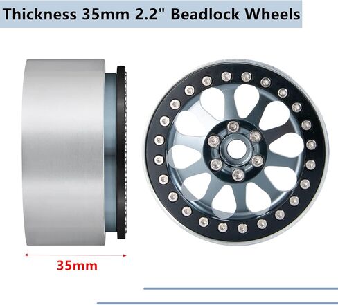Maleonn 4PCS 2.2 Beadlock Wheels Rims 35mm RC Aluminum Alloy Wheel Hubs Set for 1/10 Scale SCX10 D90 Wraith 90048 90018 RR10 RC Crawler Car Accessories Upgrades, Matte Black in Saudi Arabia