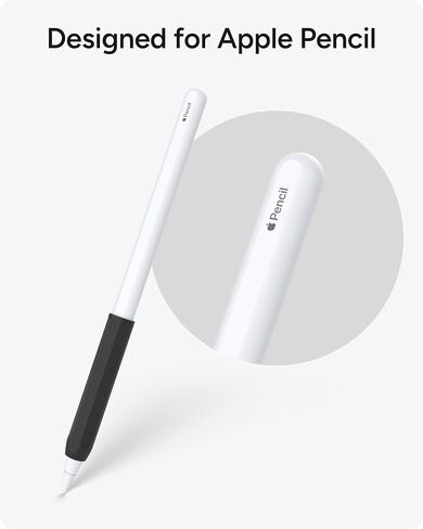 ZAGG 2-Pack Silicone Grips for Apple Pencil (1st Gen, 2nd Gen, USB-C) & ZAGG Pro Stylus(2 & 1) – Ergonomic Comfort, Anti-Roll, Round with three flat surfaces Design for Writing & Drawing, Black, White in Kuwait