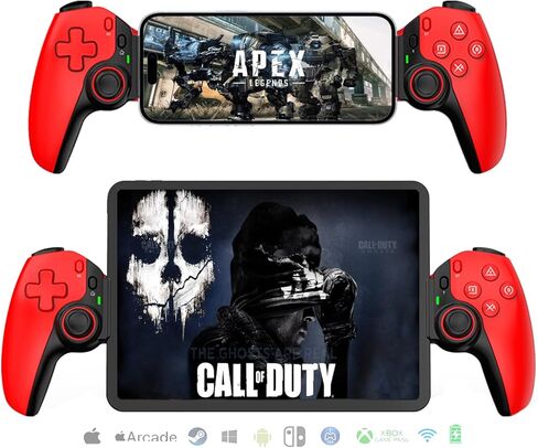 وحدة التحكم في ألعاب السحابة المتنقلة لجهاز iPhone 15/14 ، iPad ، الكمبيوتر اللوحي ، Android/PC/Switch/PS3/PS4 Gamepad Mystick مع Turbo ، تدفق على PS5/PS4/Xbox/PC ، Hall Effect/Hall Trigger ، 6-Axis Gyro Sensor Red in Kuwait