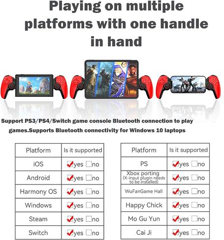 وحدة التحكم في ألعاب السحابة المتنقلة لجهاز iPhone 15/14 ، iPad ، الكمبيوتر اللوحي ، Android/PC/Switch/PS3/PS4 Gamepad Mystick مع Turbo ، تدفق على PS5/PS4/Xbox/PC ، Hall Effect/Hall Trigger ، 6-Axis Gyro Sensor Red in Kuwait