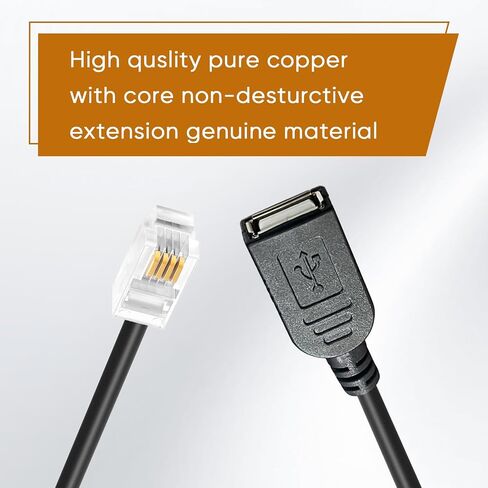 USB TO RJ9 أنثى إلى ذكر ، 4P4C محول 4 دبوس ، متوافق مع معظم هواتف Avaya Landline (RJ9 ذكر إلى USB أنثى 30 سم) in Kuwait