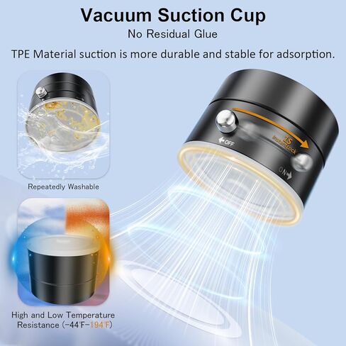 imluckies Vacuum Suction Magnetic Phone Holder, 360° Rotatable & Foldable Suction Cup Phone Mount, Compatible with Magsafe iPhone 16 15 14 13 12 for Shower/Bathroom/Mirror/Gym/Car/Kitchen, Black in Kuwait