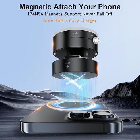 imluckies Vacuum Suction Magnetic Phone Holder, 360° Rotatable & Foldable Suction Cup Phone Mount, Compatible with Magsafe iPhone 16 15 14 13 12 for Shower/Bathroom/Mirror/Gym/Car/Kitchen, Black in Kuwait