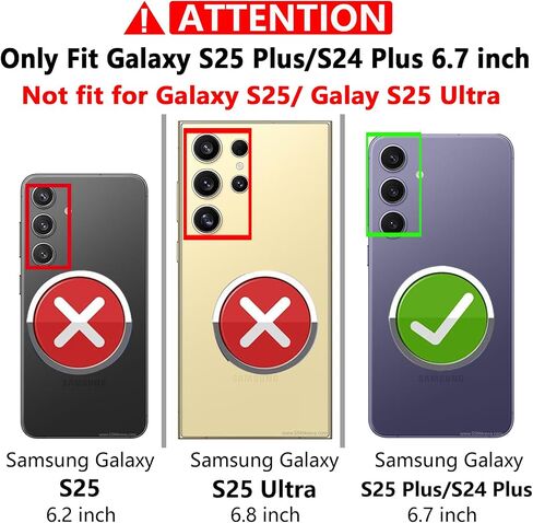 for Samsung Galaxy S25 Plus Case,with Camera Lens Cover HD Screen Protector,[Military Grade] Ring Car Mount Kickstand Hybrid Hard PC Soft TPU Shockproof Protective Case for Galaxy S25 Plus, Black in Saudi Arabia