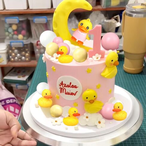 Yellow Duck Cake Decoration Duck Birthday Decorations Cute Little Duckie Cupcake Topper for Birthday Party Baby Shower Decorations in Kuwait