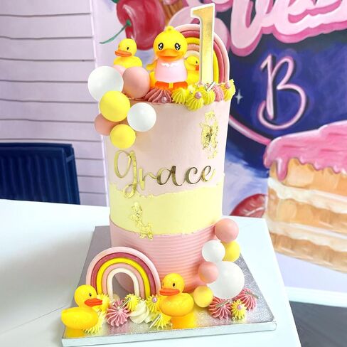 Yellow Duck Cake Decoration Duck Birthday Decorations Cute Little Duckie Cupcake Topper for Birthday Party Baby Shower Decorations in Kuwait