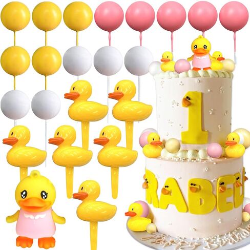 Yellow Duck Cake Decoration Duck Birthday Decorations Cute Little Duckie Cupcake Topper for Birthday Party Baby Shower Decorations in Kuwait