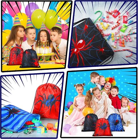 Lothee 30 Pcs Spider Party Favor Bags Spider Drawstring Bag Kids Birthday Party Decorations Gift Treat Goodie Candy Backpack(Heroic Style) in Saudi Arabia