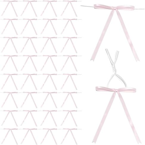 5x7 Inch Black Satin Ribbon Twist Tie Bows for Gift Wrapping - 50 Counts in Saudi Arabia