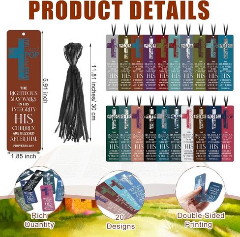 PerKoop 60 Pieces St Patrick's Day Bookmarks Meaning of The Shamrocks Bookmarks with Ribbon Bulk Holy Bookmarks Clover Religious Party Favors for Sunday School Church Teacher Supplies in Kuwait