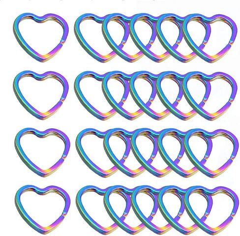 Heart Shape Key Ring Colorful Split Ring - Pink Jump Ring Leather Craft for Key Chains Connectors Jewelry Making (All Color) in Saudi Arabia