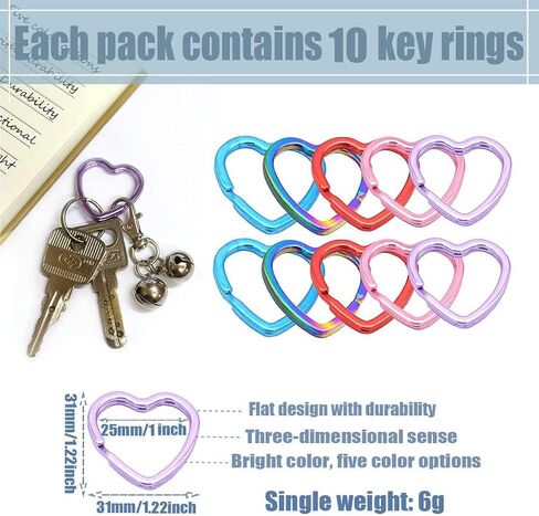 Heart Shape Key Ring Colorful Split Ring - Pink Jump Ring Leather Craft for Key Chains Connectors Jewelry Making (All Color) in Saudi Arabia