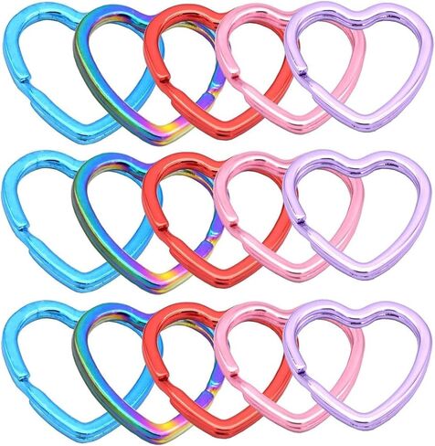 Heart Shape Key Ring Colorful Split Ring - Pink Jump Ring Leather Craft for Key Chains Connectors Jewelry Making (All Color) in Saudi Arabia