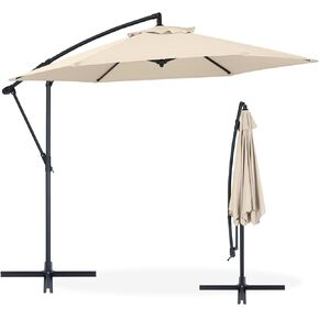 ABCCANOPY 10FT Cantilever Umbrella Offset Patio Umbrellas，Hanging Patio umbrella With Cross Base & Crank,Outdoor Umbrella for Garden,Deck,Pool,Yard (Dark Gray)