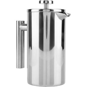 Fdit Double Walled Stainless Steel Coffee Maker French Press Tea Pot with Filter for Home Office Camping (800ml)