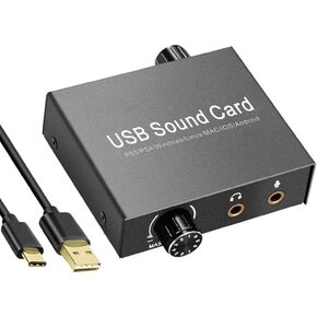 Tianle 2.0 USB Sound Card,External Set top Box Computer External Converter with 3.5mm Port, USB Driver Free Audio Sound USB Sound Card Compatible with Computer,Pad,Smartphone, PS5,etc