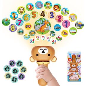 SAYANG Flashlight Projector Toy for Boys Girls with 64 Projector Include Dinosaurs, Vehicles, Animals, Children's Slide Flashlight Lamp, Early Education Toys Bedtime Projector（Blue）