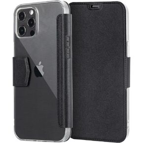 JCGOOD Wallet Case for iPhone 12 Pro Max [6.7"] - Leather Magnetic Flip Cover with Shockproof Protection | 1 Card Slots & Wireless Charging Compatible | Black