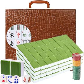 مجموعة Mahjong ، لعبة Mahjong الصينية مع Carrying Case ، 1.5 '' '146 tiles مع الأرقام العربية ، 2 النرد ومؤشر الرياح ، مجموعة Mah Jongg