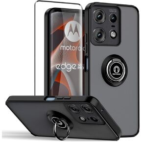 علبة Quietip متوافقة مع Motorola Edge 50 Pro 5g مع واقي الشاشة ، TPU + Hard PC Rockproof Ring Car Cover ، Black in Kuwait